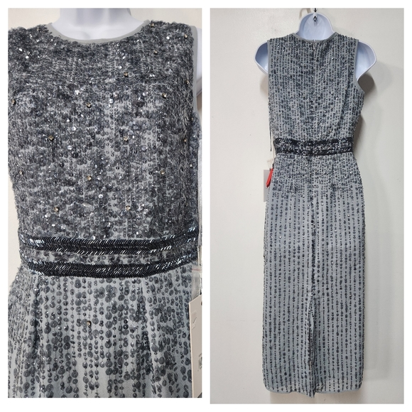 NWT SLEEVELESS HIGH NECK BEADED MIDI SHEATH DRESS $298 SIZE 2 - Picture 6 of 7